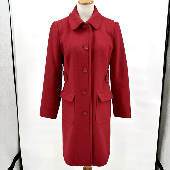 Moda International Red Wool Overcoat Women's Size 8/Medium