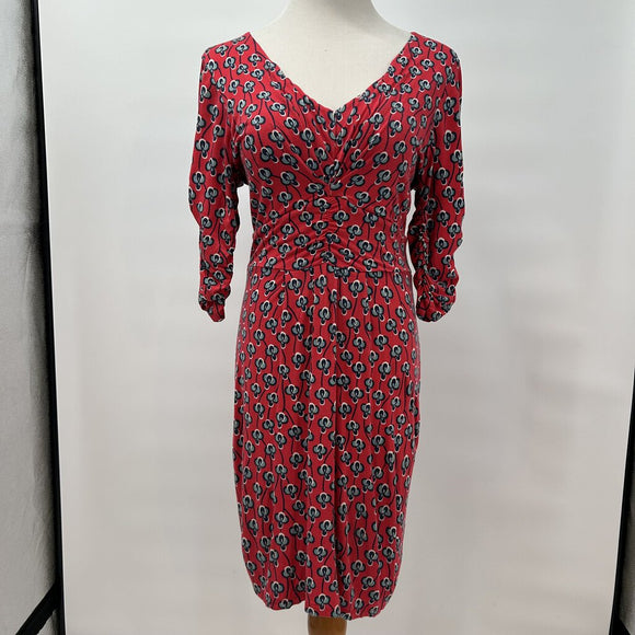 Boden Red Abstract Floral Jersey Dress Size 6