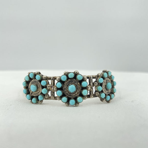 Vintage Navajo Cuff Bracelet Signed Sterling Silver Turquoise 5g