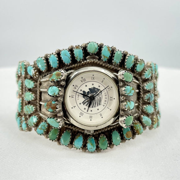 Turquoise Cluster Watch Cuff by Larry Moses Begay