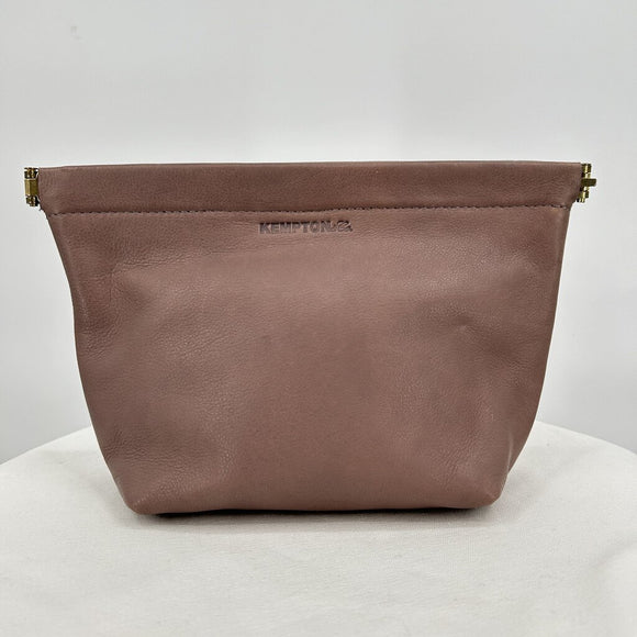 Kempton & Company Taupe Leather Clutch or Makeup Bag
