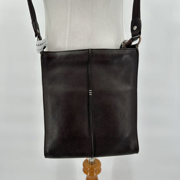 Ellington Sundance Catalog Black Leather Three Stitch Crossbody Bag