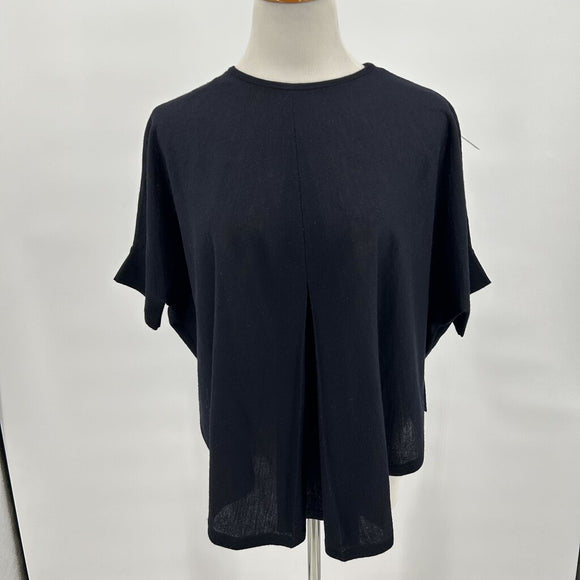 COS Wool Black Oversized Front Pleated Top Women's Size Small