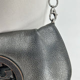 Tory Burch Metallic Gray Amanda Convertible Leather Clutch