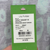 Lilly Pulitzer NWT Rozaline Wrap Dress Royal Purple Lil Kitty Dress M