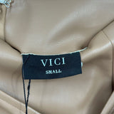 women Vici NWT Like Wow Vegan Leather Tan Skirt S