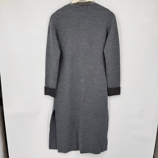 women Tahari NWT Long Merino Blend Cardigan Gray Sweater S