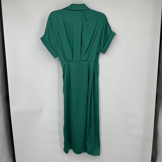 women Skue Satin Wrap Emerald Green Dress S