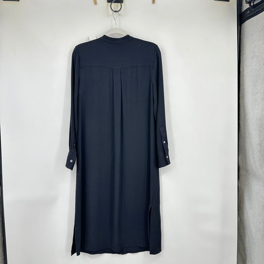 women Theory Banded Collar Shirtdress Black Dress L