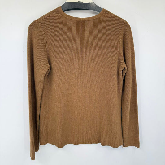 women J. Jill Cotton V Neck Brown Sweater S