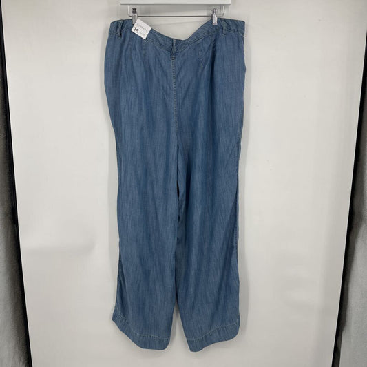 women Lane Bryant NWT Chambray Mid Rise Wide Leg Blue Pants 16