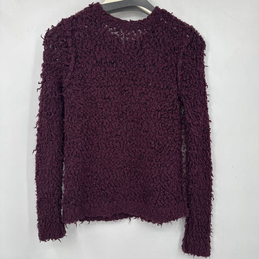 women Free People Shaggy Loop Knit Pullover Dark Plum Sweater S