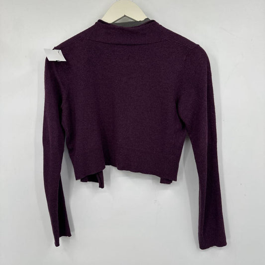women Horny Toad Merino Blend Cropped Cardigan Purple Sweater XS