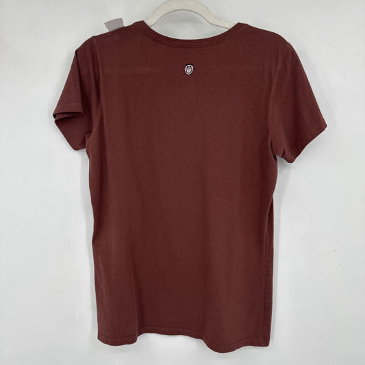 women Life is good V-Neck Graphic Tee Brown Multi Knit Top M