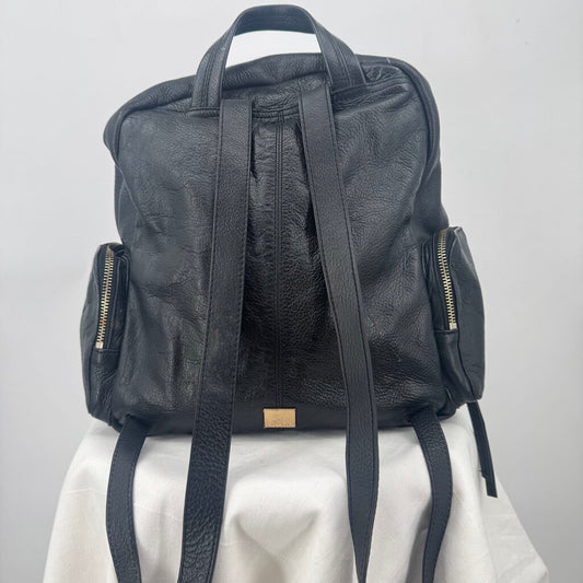 women Kooba Pebbled Leather Backpack Black Purse 13" x 12" x5"
