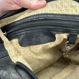 Ellington Black Leather Boho Twist Handle Hobo Shoulder Bag