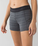 women Lululemon Lululemon What The Sport Short in Cyber Stripe Deep Coal Black Women's Size 6 Gray Activewear 6