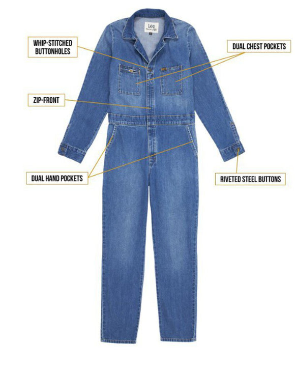 women Lee Free People x Lee Union Coverall Iconic Blue Women's Size Large Blue Dress XS