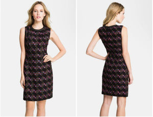women Trina Turk Trina Turk Goodnight Black Tweed Sheath Dress 4 Black/Red/Blue Dress 4