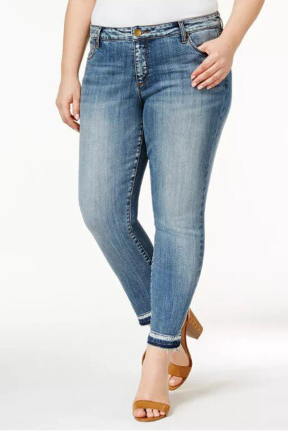 women Kut New With Tags KUT Plus Size Reese Motive Wash Straight-Leg Ankle Jeans Women's Size 22W Blue Jeans 22