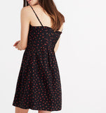 women Madewell Pintuck Cami Dress in Strawberry Print Black Red Green Dress 10