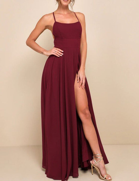 women Lulu's Dreamy Romance Burgundy Dress XS