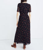women Madewell Tulip-Sleeve Maxi Dress in Sweet Blossoms Navy Blue Dress 6