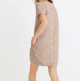 women Madewell Linen Button Back Shift Warm Nutmeg Dress S