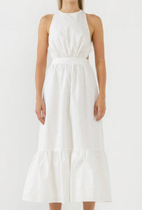 women English Factory Elastic Detail Sleeveless Dress White Dress M