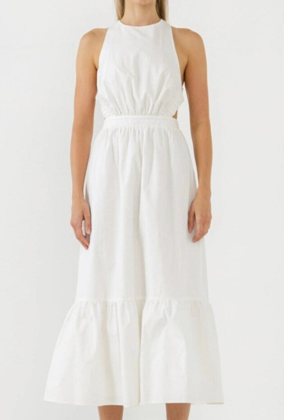 women English Factory Elastic Detail Sleeveless Dress White Dress M