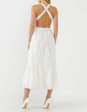 women English Factory Elastic Detail Sleeveless Dress White Dress M