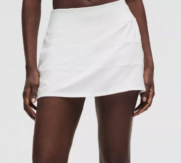 women Lululemon Pace Rival Mid-Rise Skirt White Activewear 14
