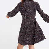 women Madewell Balsam Tie Neck in Starry Night Black Red Blue Cream Dress 4