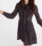 women Madewell Balsam Tie Neck in Starry Night Black Red Blue Cream Dress 4