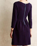 women Maeve - Anthro Brenna Jersey Knit Striped MSRP $128 Navy Rust Dress 8