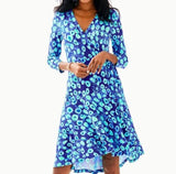 Lilly Pulitzer NWT Rozaline Wrap Dress Royal Purple Lil Kitty Dress M