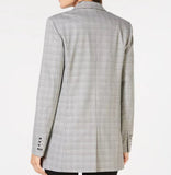 women Michael Michael Kors Patch Pocket Blazer Black White Plaid Jacket L