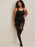 women Torrid NWT Flocked Leg Cat Suit Black Jumpsuit/Romper 0/L