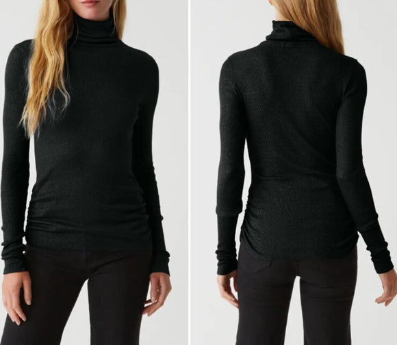 women Michael Stars NWT Nessa Turtleneck Tee Black Knit Top OS/2-10
