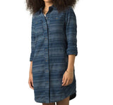 women Prana Dyri Shirt Dress Blue White Dress XL