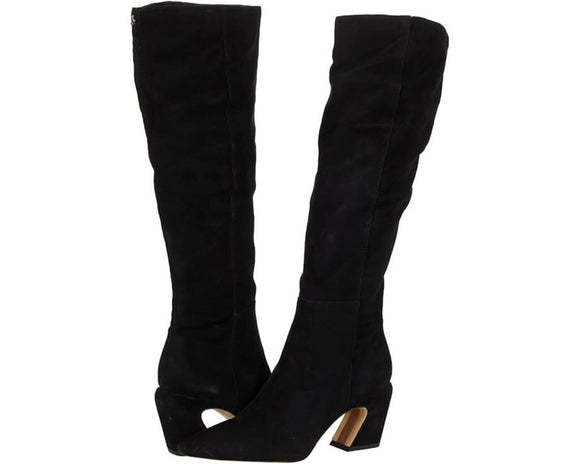women Sam Edelman Sulema Suede Knee High Boots Black Shoes 7.5