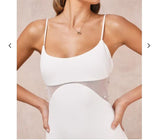 Lulu's NWT Euphoric Eloquence Sheer Mesh Pearl Sleeveless Maxi Dress