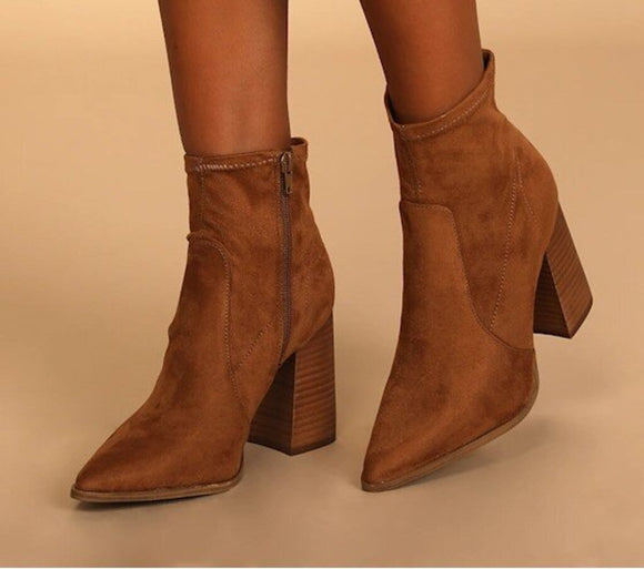 women Steve Madden Touchdown Heeled Booties Chestnut Brown Shoes 9