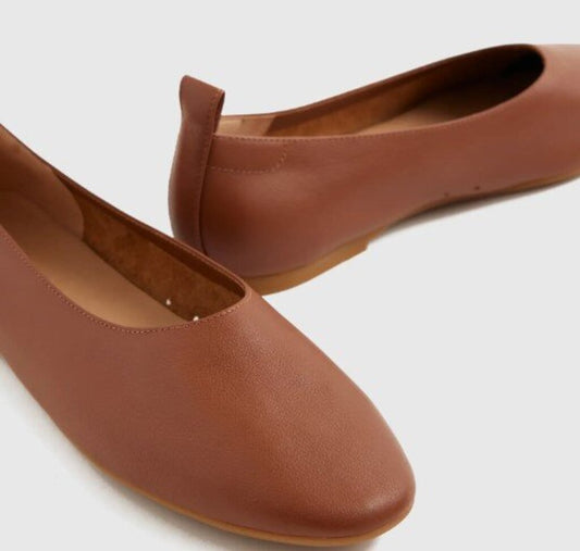 women Quince Italian Leather Glove Ballet Flat Cognac Shoes 7