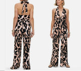 women Diane Von Furstenburg for Target Leopard Halter Pink Brown Black Jumpsuit/Romper XS