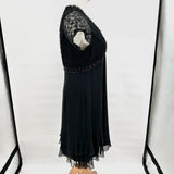 women Badgley Mischka Badgley Mischka Black Silk A-line Cocktail Evening Dress Women's Size 14 Black Dress 14