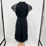 women Badgley Mischka Badgley Mischka Black Silk A-line Cocktail Evening Dress Women's Size 14 Black Dress 14