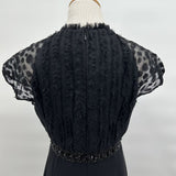 women Badgley Mischka Badgley Mischka Black Silk A-line Cocktail Evening Dress Women's Size 14 Black Dress 14