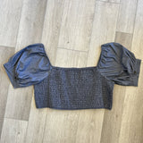 women Altar New with Tags Altar Chambray Natalie Smocked Crop Top Size 5X Blue Top 5XL