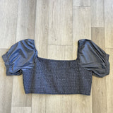 women Altar New with Tags Altar Chambray Natalie Smocked Crop Top Size 6X Blue Top 6XL